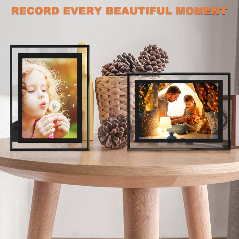 IZIDDO 5x7 Picture Frames Set of 2  Black Glass Photo Frame  Only for Tabletop Display  Gift Picture Frame  Horizontally or Vertically (5x7  Black) - Image 4